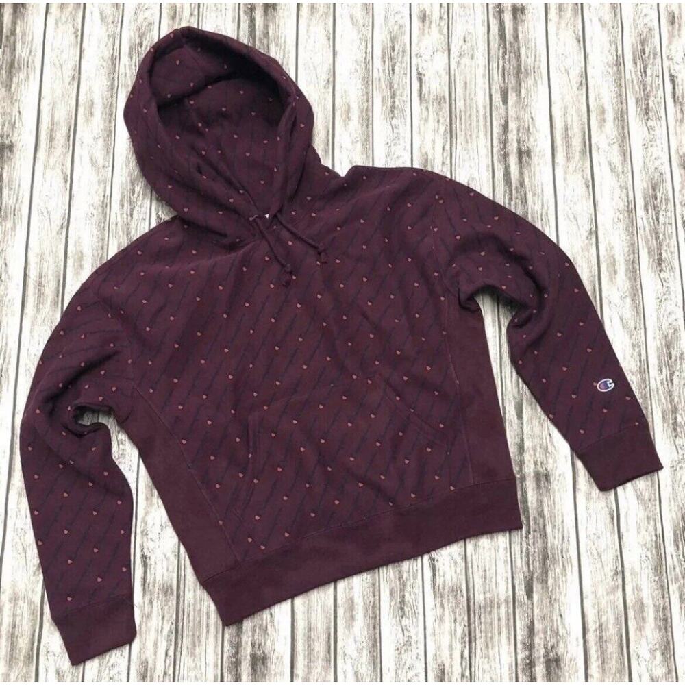 Womens Champion Reverse Weave Hoodie L LARGE C Logo Sweatshirt Pullover Purple